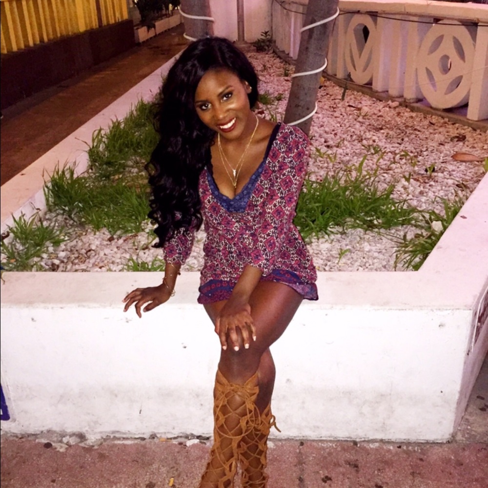 Red and Blue Patterned Romper